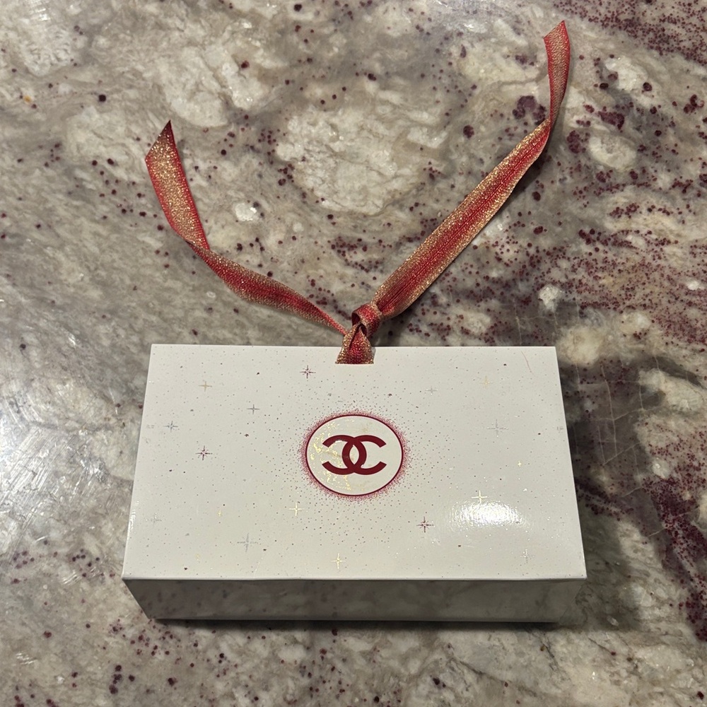 Chanel 2024 Holiday Sparkling White Box with Red Ribbon